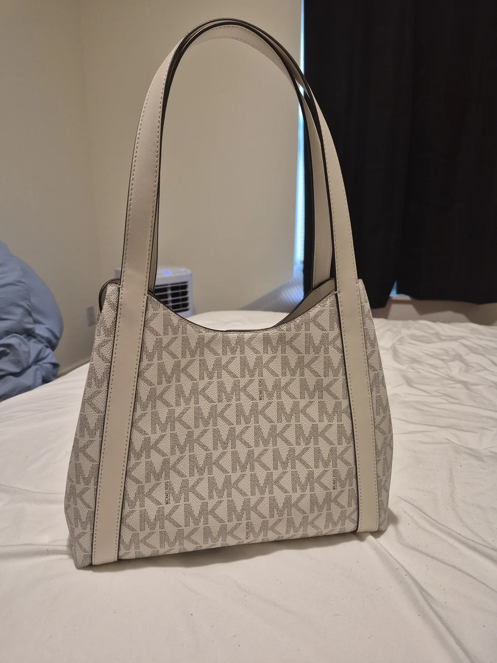 Michael Kors Ivory/Beige MK Logo Shoulder Bag